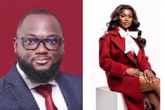 Valentino Nortey (L) has been arrested for stabbing his wife Gilda Norty (R)